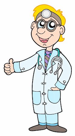 Cute doctor on white background - vector illustration. Stock Photo - Budget Royalty-Free & Subscription, Code: 400-04997243