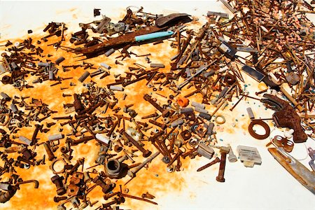 simsearch:400-04538091,k - Old rusty nails and screws on table Stock Photo - Budget Royalty-Free & Subscription, Code: 400-04997308