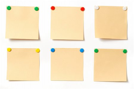 simsearch:400-04055212,k - note. Paper a note attached to a wall buttons, it is isolated on a white background Photographie de stock - Aubaine LD & Abonnement, Code: 400-04997836