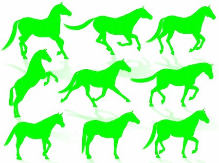 simsearch:400-03955794,k - Black horse silhouettes in different poses and attitudes Foto de stock - Super Valor sin royalties y Suscripción, Código: 400-04998398