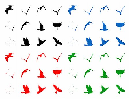 simsearch:400-06771695,k - Color illustration of the isolated silhuettes of birds Photographie de stock - Aubaine LD & Abonnement, Code: 400-04999109