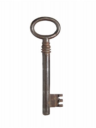 simsearch:400-04955795,k - A rusted old fashion key over a white background. Stock Photo - Budget Royalty-Free & Subscription, Code: 400-04999322