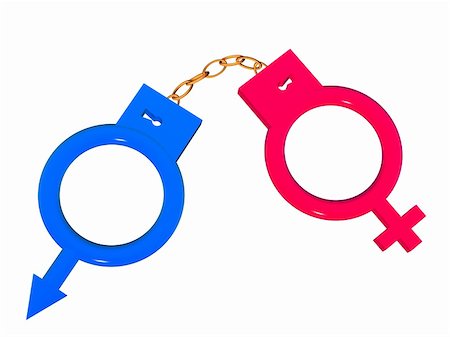 3D the image of man's and female symbols in the form of handcuffs. Stock Photo - Budget Royalty-Free & Subscription, Code: 400-04999366
