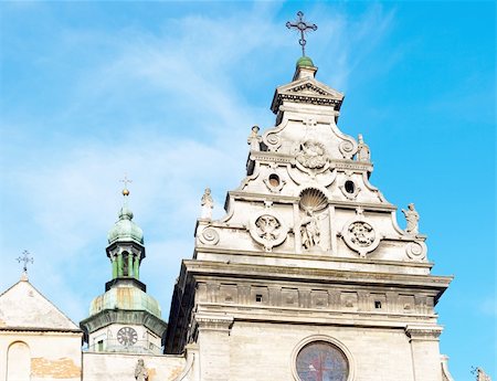 Fragment of bernardines abbey church top  (Lviv City, Ukraine). Nine shots composite picture. Stock Photo - Budget Royalty-Free & Subscription, Code: 400-04999619