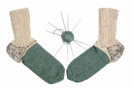 Two wool knitted socks isolated on white Photographie de stock - Aubaine LD & Abonnement, Code: 400-04999641