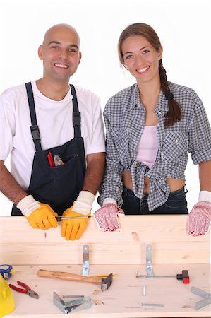 simsearch:400-05737684,k - construction workers at work on white background Fotografie stock - Microstock e Abbonamento, Codice: 400-04990101