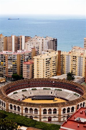 Bullring between buildings in Malaga, Andalusia, Spain Stock Photo - Budget Royalty-Free & Subscription, Code: 400-04990267