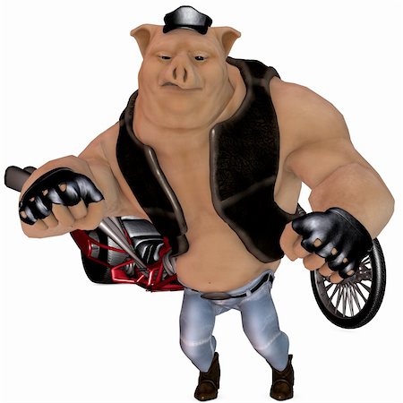 funny bikers pictures - 3D Render of an Big Toon Pig Stock Photo - Budget Royalty-Free & Subscription, Code: 400-04991334