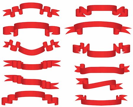 simsearch:400-04555303,k - Collection of vector brightly red ribbons in different shape Stock Photo - Budget Royalty-Free & Subscription, Code: 400-04991494