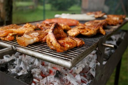 Barbecue with german meat - Steaks, Bratwurst and Krakauer Stock Photo - Budget Royalty-Free & Subscription, Code: 400-04991791