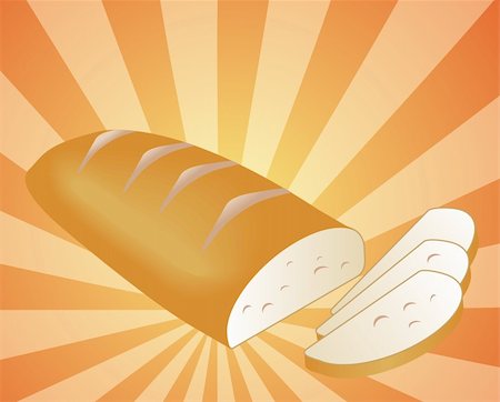 Illustration of a sliced loaf of bread on radial burst background Photographie de stock - Aubaine LD & Abonnement, Code: 400-04991895