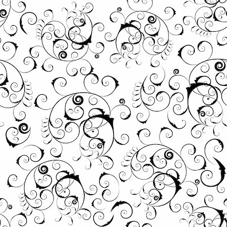 elegant swirl vector accents - Floral seamless background for yours design use. For easy making seamless pattern just drag all group into swatches bar, and use it for filling any contours. Stock Photo - Budget Royalty-Free & Subscription, Code: 400-04992657