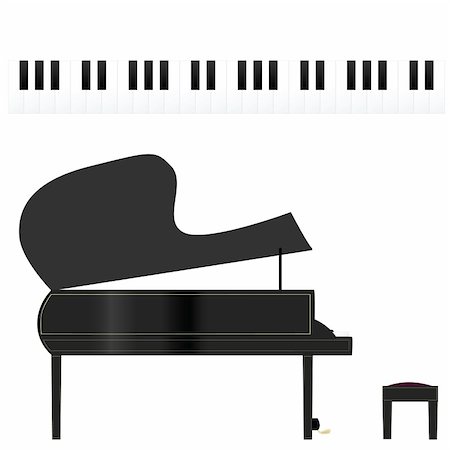 Illustration of a piano and piano keys, on white background Stock Photo - Budget Royalty-Free & Subscription, Code: 400-04992980