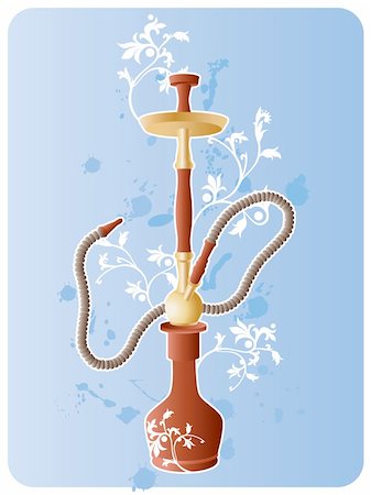 Vector image of hookah with floral pattern and grunge elements. Fotografie stock - Microstock e Abbonamento, Codice: 400-04993206