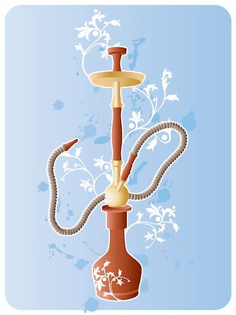 Vector image of hookah with floral pattern and grunge elements. Photographie de stock - Aubaine LD & Abonnement, Code: 400-04993206