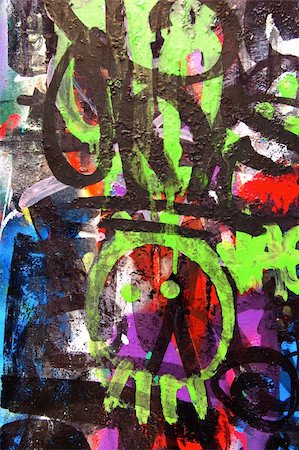 simsearch:400-05883432,k - A wall covered with graffiti street art. Youth culture abstract background. Foto de stock - Super Valor sin royalties y Suscripción, Código: 400-04993380