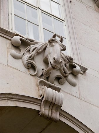 salzburg statues - Detail in Salzburg old town with horse head under the window. Austria, Europe Stock Photo - Budget Royalty-Free & Subscription, Code: 400-04993628