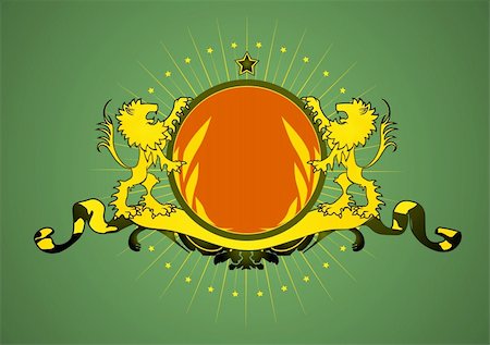 An heraldic shield or badge with lions, blank so you can add your own images.  Vector illustration Stock Photo - Budget Royalty-Free & Subscription, Code: 400-04993633