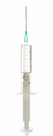 simsearch:400-09109813,k - Syringe, vertically placed, with  medicine inside, ready for injection, isolated, on white background Stock Photo - Budget Royalty-Free & Subscription, Code: 400-04993846