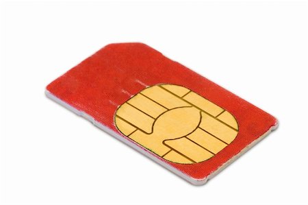 sim card - photo of red SIM card isolated on white background Stock Photo - Budget Royalty-Free & Subscription, Code: 400-04993934