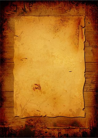 Worn parchment placed over a wooden background with copy space Stock Photo - Budget Royalty-Free & Subscription, Code: 400-05004095