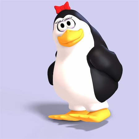 cute female toon penguin with Clipping Path over blue Stock Photo - Budget Royalty-Free & Subscription, Code: 400-05004178