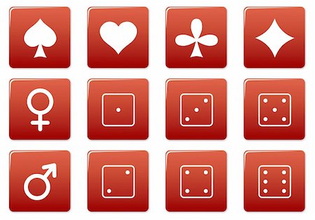 solitaire - Games square icons set. Red - white palette. Vector illustration. Stock Photo - Budget Royalty-Free & Subscription, Code: 400-05004212