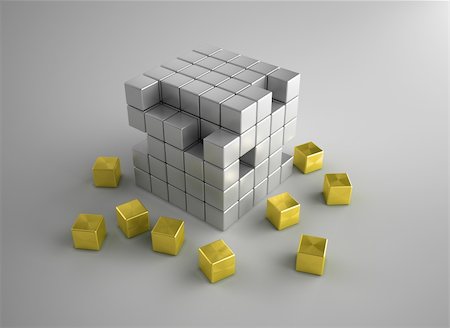 Crumbling gold and silver cubes Stock Photo - Budget Royalty-Free & Subscription, Code: 400-05004447