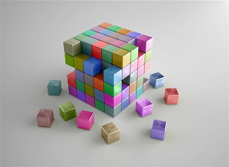 Crumbling colorful cubes Stock Photo - Budget Royalty-Free & Subscription, Code: 400-05004448