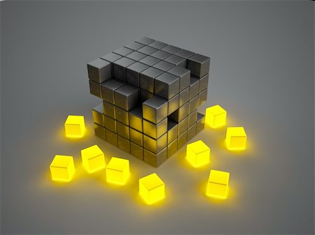 Crumbling glowing cubes Stock Photo - Budget Royalty-Free & Subscription, Code: 400-05004449
