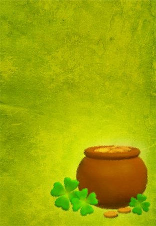simsearch:400-04167000,k - Green grunge background with a pot and clovers Foto de stock - Super Valor sin royalties y Suscripción, Código: 400-05004828
