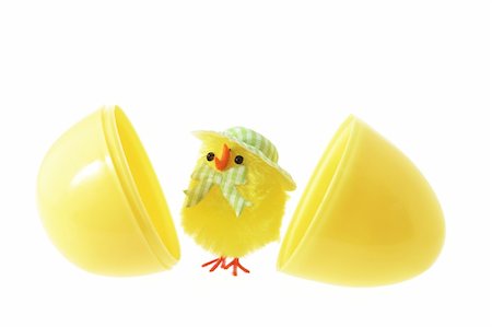 simsearch:400-04775746,k - Toy Easter Chick and Egg Shells on White Background Stock Photo - Budget Royalty-Free & Subscription, Code: 400-05005059