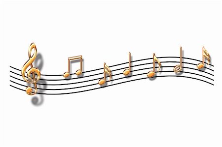 Gold musical notes on a white background Stock Photo - Budget Royalty-Free & Subscription, Code: 400-05005089