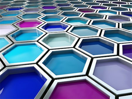 fine image 3d of blue tone hexagon background Stock Photo - Budget Royalty-Free & Subscription, Code: 400-05005133