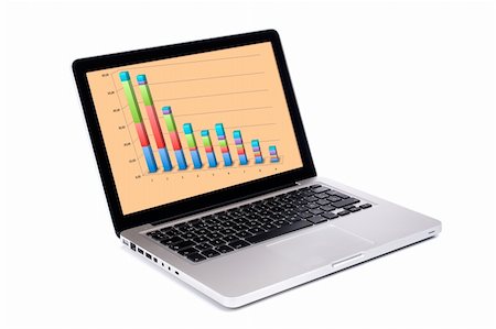 simsearch:400-04641104,k - Modern and stylish laptop computer with business report, isolated on a white background Stockbilder - Microstock & Abonnement, Bildnummer: 400-05005291