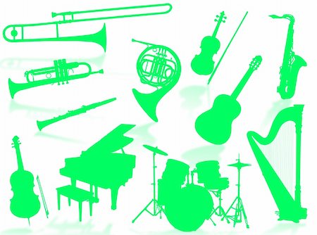 simsearch:400-04593971,k - Musical instruments silhouette to represent music world Photographie de stock - Aubaine LD & Abonnement, Code: 400-05005339