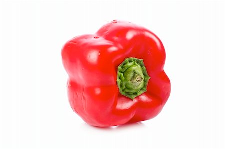 simsearch:400-06061963,k - A fresh and tasty red pepper reflected on white background. Shallow depth of field Foto de stock - Royalty-Free Super Valor e Assinatura, Número: 400-05006136