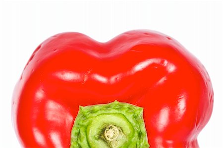 simsearch:400-06061963,k - Detail of a fresh and tasty red pepper isolated on white background. Shallow depth of field Foto de stock - Royalty-Free Super Valor e Assinatura, Número: 400-05006235