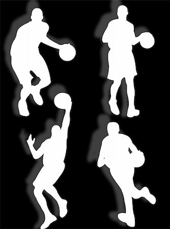 stretching basketball - basketball players silhouette in different poses and attitudes Stock Photo - Budget Royalty-Free & Subscription, Code: 400-05006329