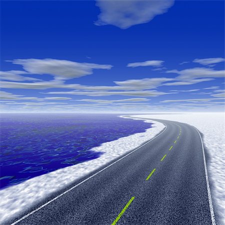 snow road horizon - Empty winding road in winter time Foto de stock - Super Valor sin royalties y Suscripción, Código: 400-05006373