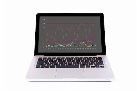 simsearch:400-04641104,k - Modern and stylish laptop computer with business report, isolated on a white background Stockbilder - Microstock & Abonnement, Bildnummer: 400-05006436
