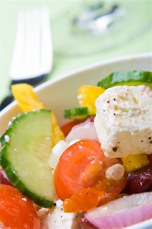 Fresh greek salad ready to eat Stock Photo - Budget Royalty-Free & Subscription, Code: 400-05006592
