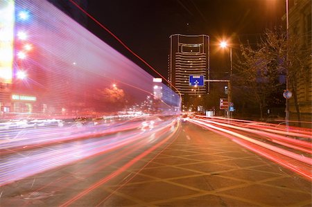 Interesting blurred image of night traffic in a big city.Location:Bucharest,Romania. Photographie de stock - Aubaine LD & Abonnement, Code: 400-05006908