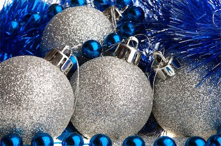 simsearch:400-05177572,k - Four silver spangled balls, beads and tinsel Stock Photo - Budget Royalty-Free & Subscription, Code: 400-05007099
