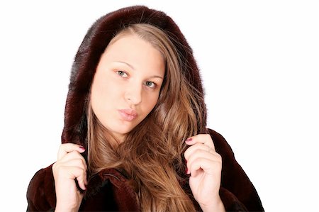 dead_morozzzka (artist) - An attractive smiling girl wearing a fur-coat standing over white background Photographie de stock - Aubaine LD & Abonnement, Code: 400-05007284