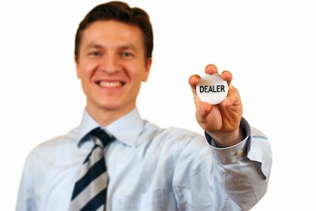 Businessman holding a dealer sign,clipping path included Stock Photo - Budget Royalty-Free & Subscription, Code: 400-05007560