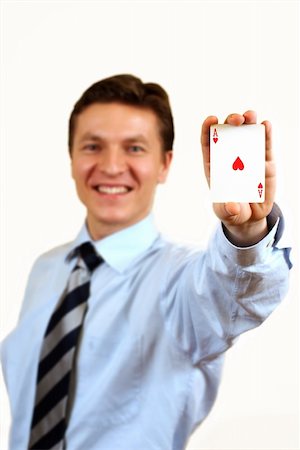 Businessman holding a ace casino card,clipping path included Stock Photo - Budget Royalty-Free & Subscription, Code: 400-05007561