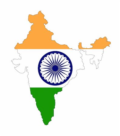 raphtong (artist) - map and flag of india on white background Fotografie stock - Microstock e Abbonamento, Codice: 400-05007773