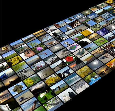 flat tv on wall - Wall of television screens Stock Photo - Budget Royalty-Free & Subscription, Code: 400-05008106