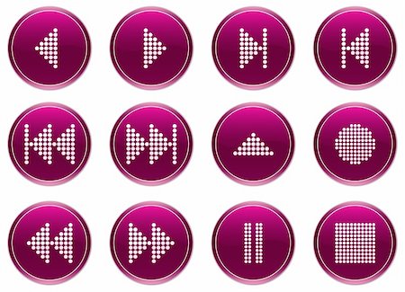 simsearch:400-05148042,k - Multimedia navigation buttons set. White - purple palette. Vector illustration. Stock Photo - Budget Royalty-Free & Subscription, Code: 400-05008262